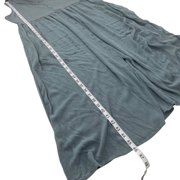Frye Womens Sleeveless Button Front Midi Dress Size L Sage Green Polyester Rayon - Picture 8 of 11